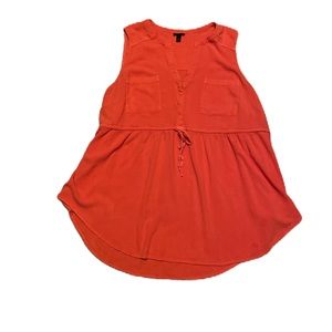 TORRID Womens Size 3 Cinch Waist Top Tunic Sleeveless Vneck Pink Coral EUC